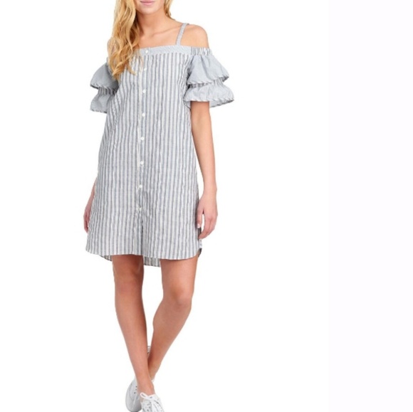 V by Violet Weekend Dresses & Skirts - V by Violet Weekend Stripe Print Cold Shoulder